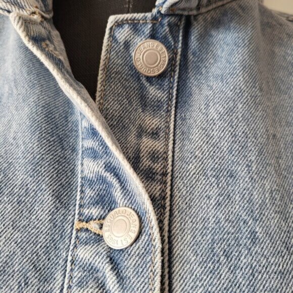 Light Denim Wash Oversized Bomber Jacket Retro NWT Sz 12 - Picture 10 of 15